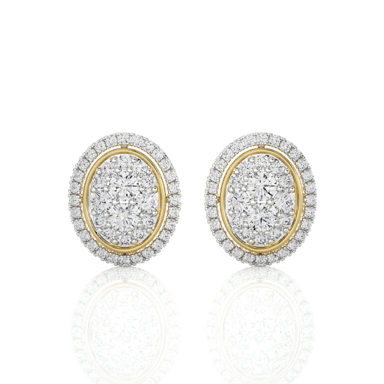 Lab Grown Diamond Halo Cluster Stud Earring