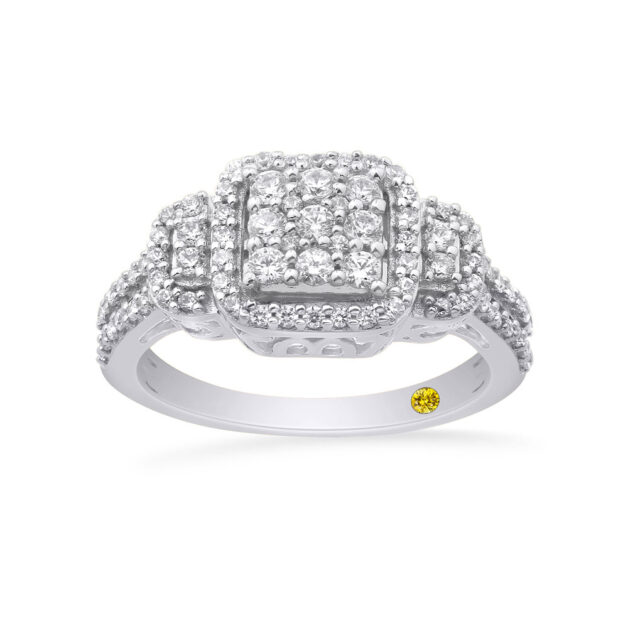 Lavish Lab Grown Cluster Halo Diamond Engagement Ring