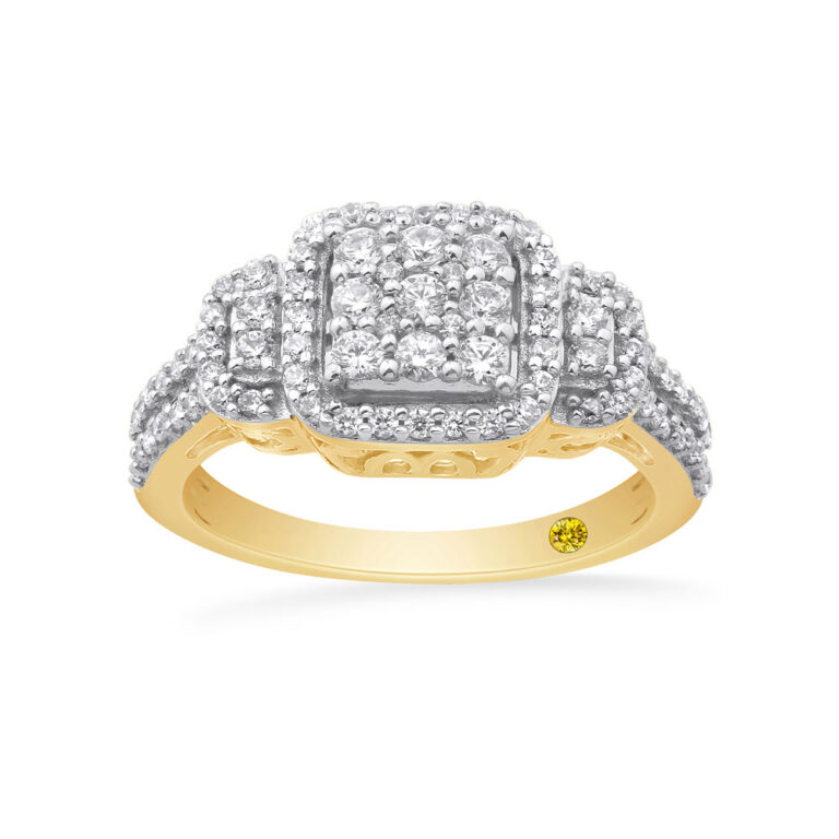 Lavish Lab Grown Cluster Halo Diamond Engagement Ring