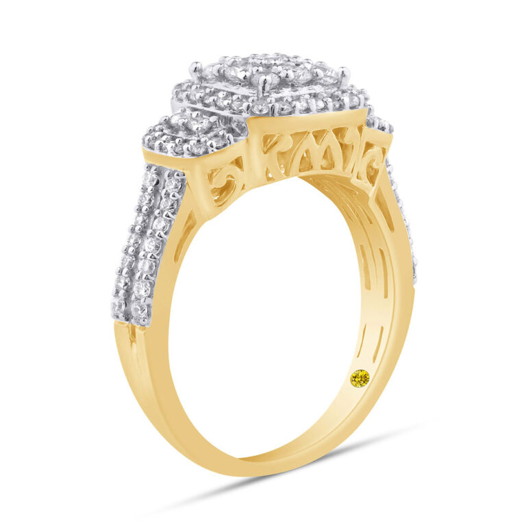 Lavish Lab Grown Cluster Halo Diamond Engagement Ring