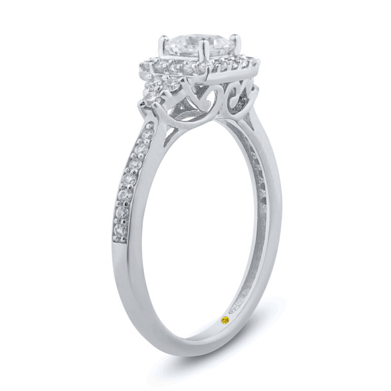 Trinity Halo Lab Grown Princess Cut Diamond Engagement Ring