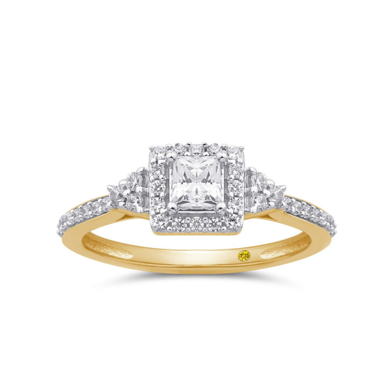 Trinity Halo Lab Grown Princess Cut Diamond Engagement Ring