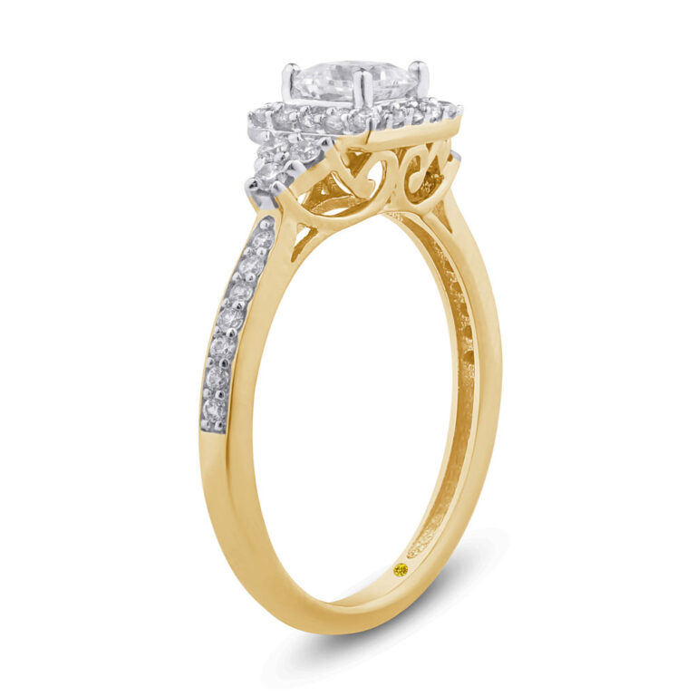 Trinity Halo Lab Grown Princess Cut Diamond Engagement Ring
