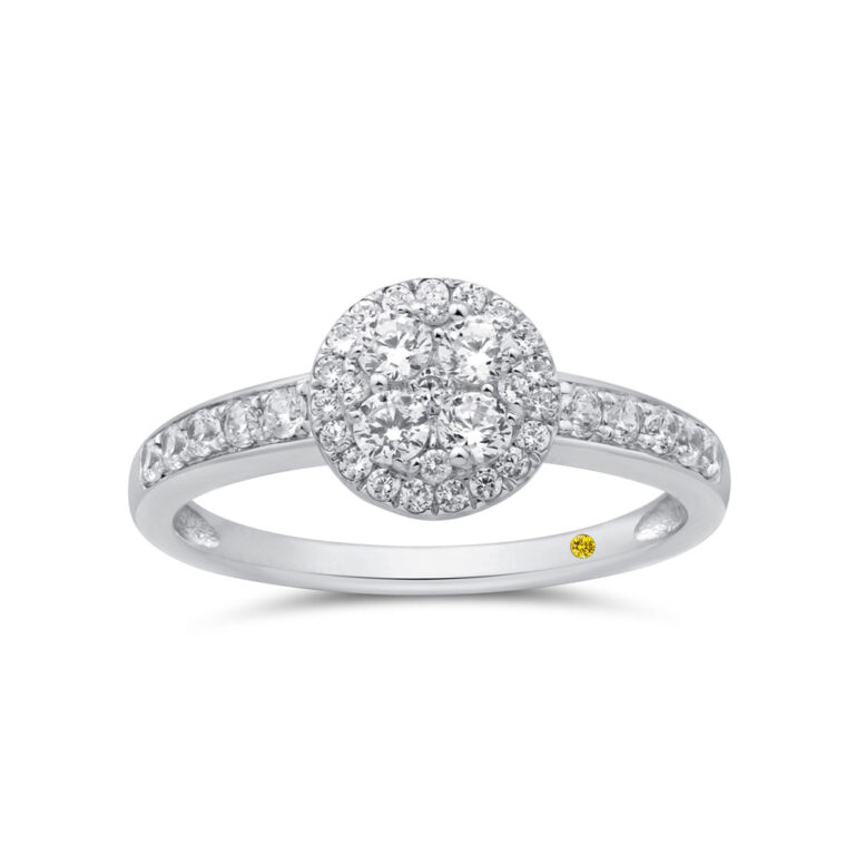 Lab Created Cluster Pavé Diamond Engagement Ring
