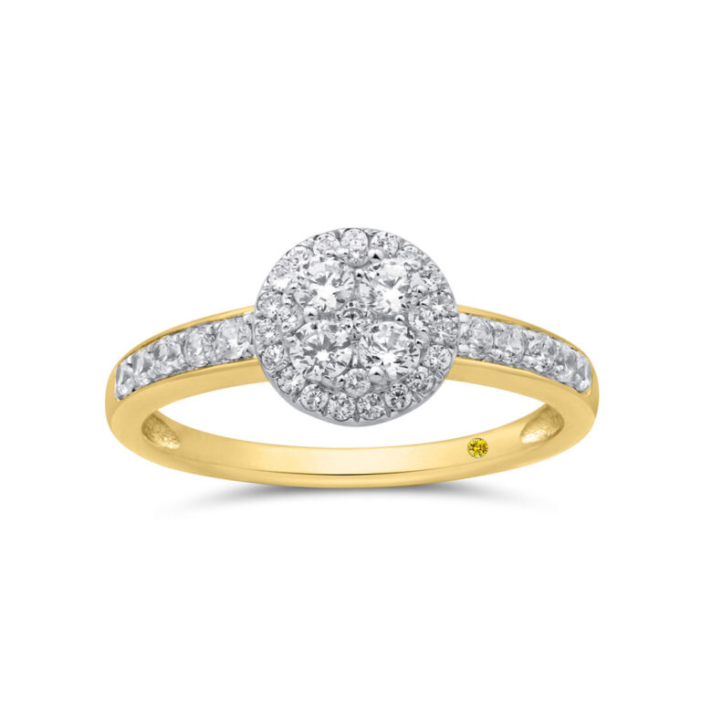 Lab Created Cluster Pavé Diamond Engagement Ring