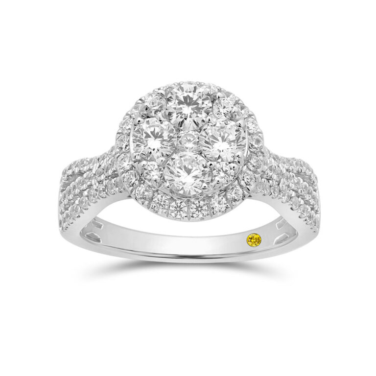 Opulent Lab Grown Cluster Halo Diamond Engagement Ring