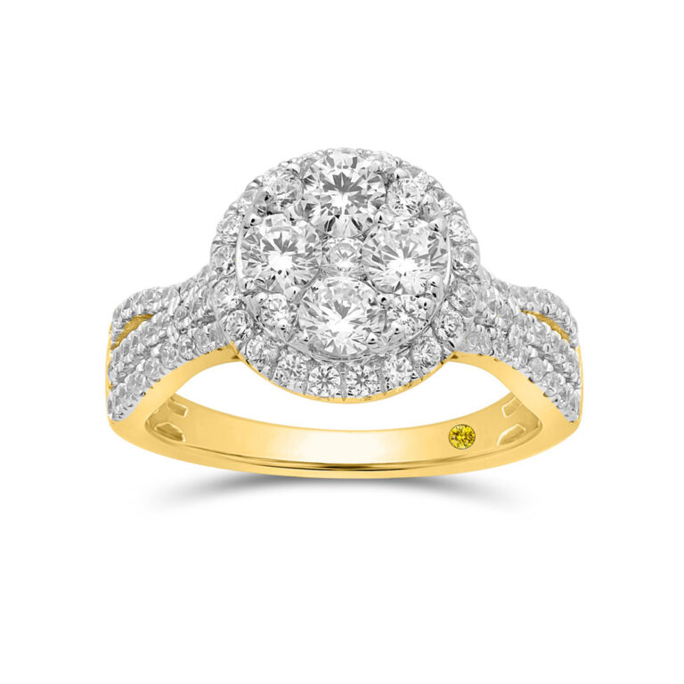 Opulent Lab Grown Cluster Halo Diamond Engagement Ring