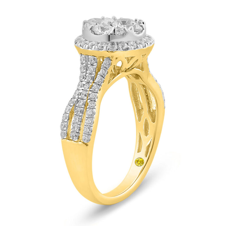Opulent Lab Grown Cluster Halo Diamond Engagement Ring