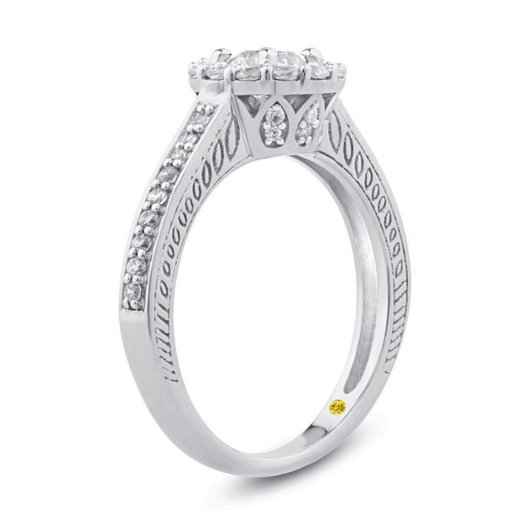 Art Deco Inspired Lab Created Halo Diamond Ring