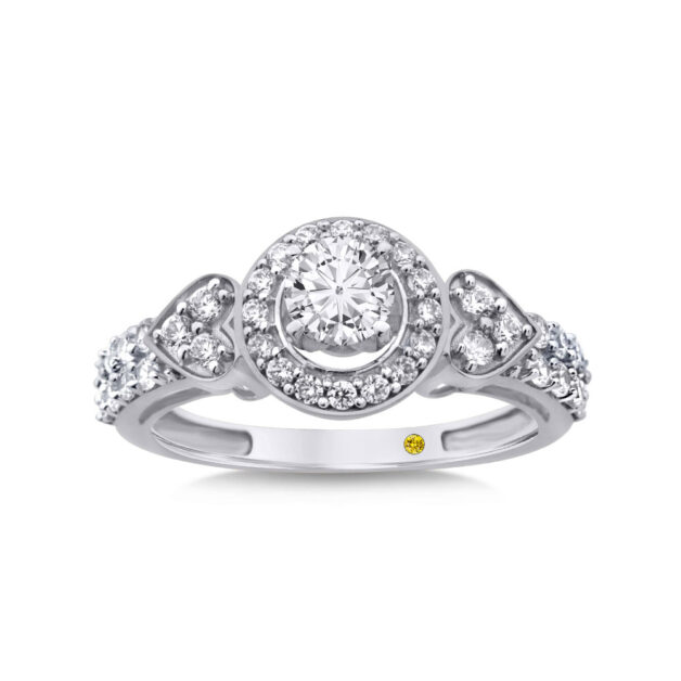 Lab Grown Diamond Halo Engagement Ring with Illusion Heart