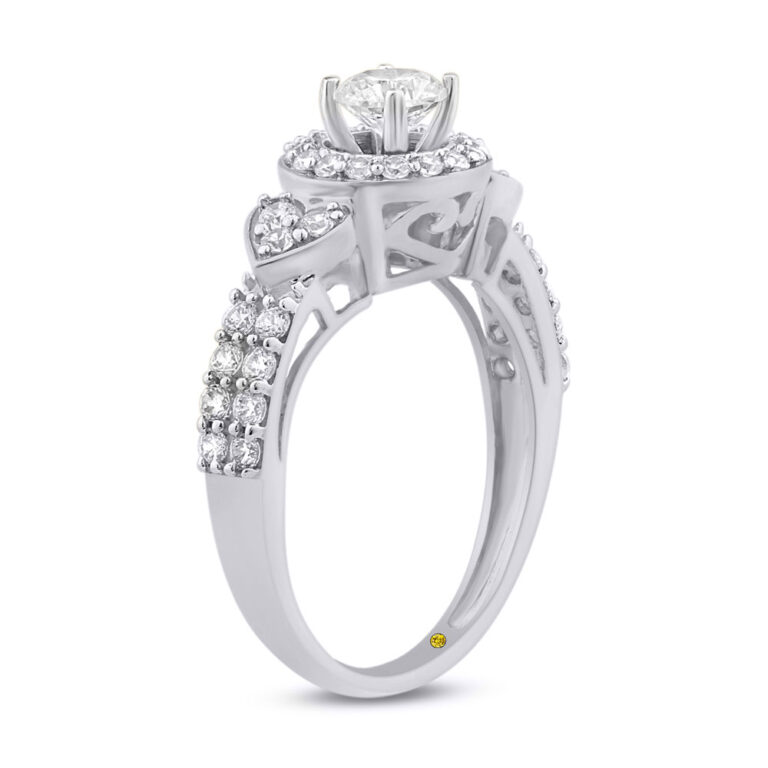 Lab Grown Diamond Halo Engagement Ring with Illusion Heart