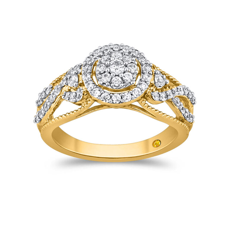 Vintage Themed Lab Grown Halo Diamond Engagement Ring
