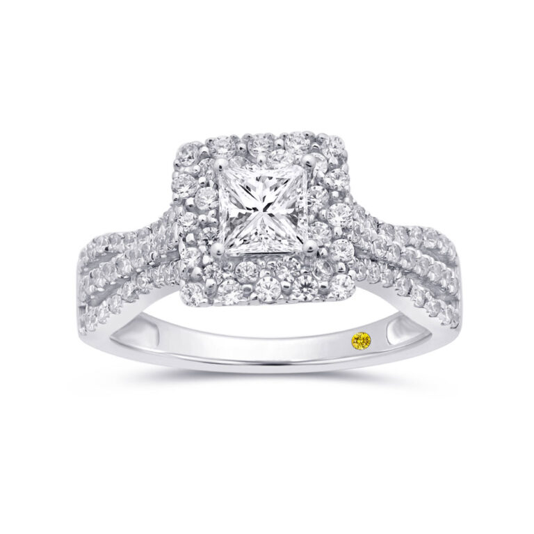 Radiant Tier Princess Cut Double Halo Lab Grown Diamond Engagement Ring