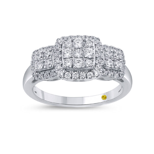 Three Stone Inspired Lab Grown Cluster Diamond Engagement Ring