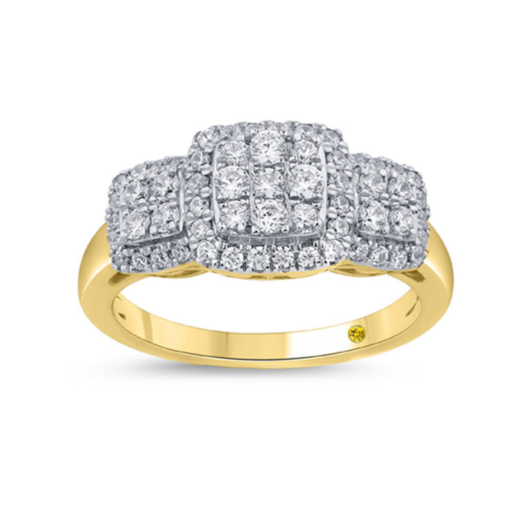 Three Stone Inspired Lab Grown Cluster Diamond Engagement Ring