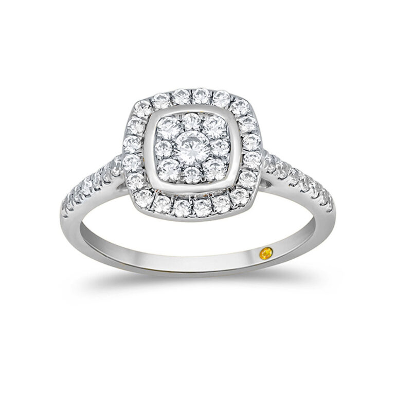 Cushion Shaped Cluster Halo Lab Created Diamond Engagement Ring