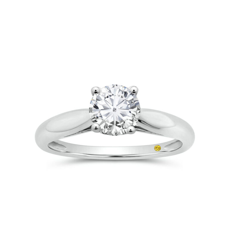 Lab Grown Solitaire Diamond Ring with Accent Diamond