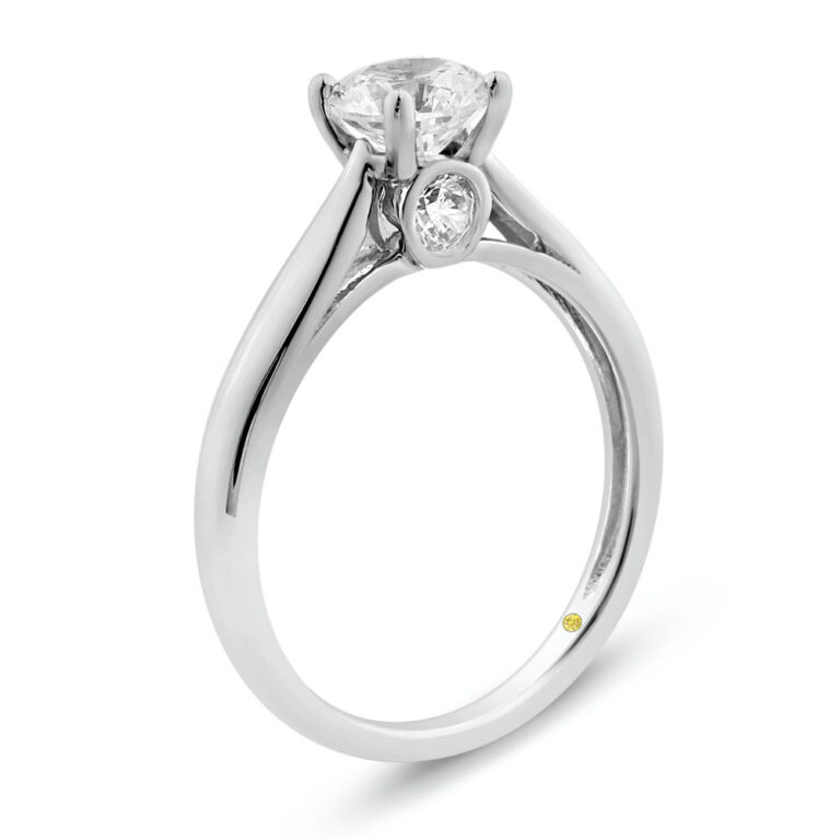 Lab Grown Solitaire Diamond Ring with Accent Diamond