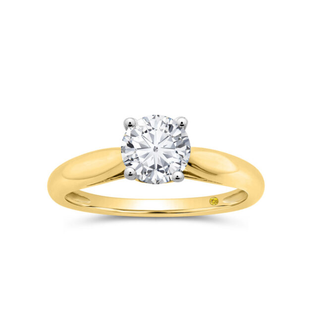 Lab Grown Diamond Solitaire Ring with Accent Diamond