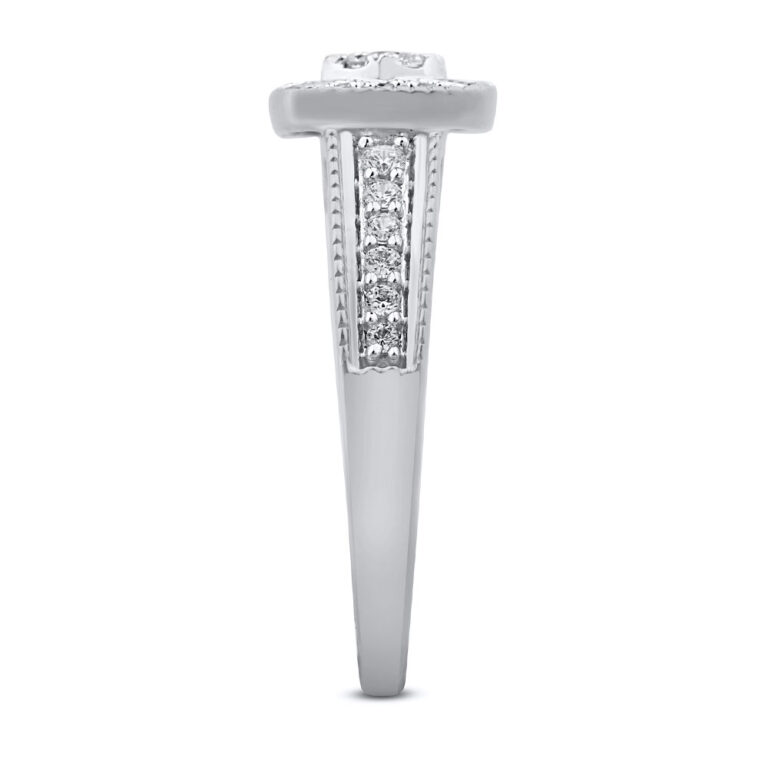 Vintage Inspired Lab Created Halo Diamond Engagement Ring