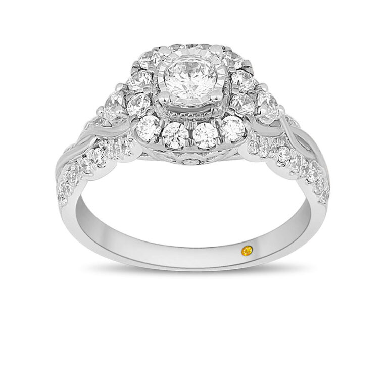 Illusion Cushion Shaped Lab Grown Cluster Diamond Engagement Ring