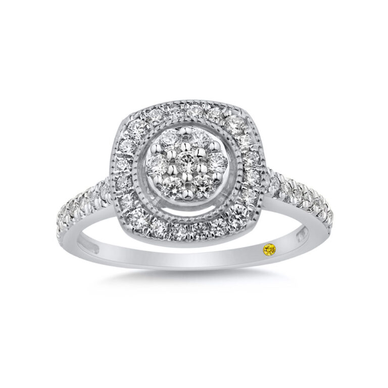 Cushion Shaped Cluster Halo Lab Grown Diamond Engagement Ring