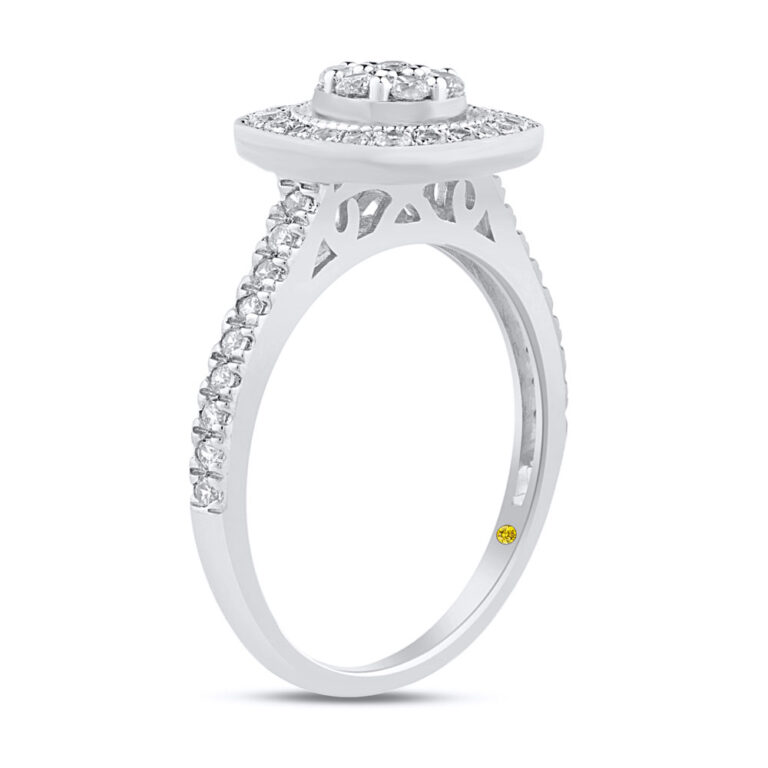 Cushion Shaped Cluster Halo Lab Grown Diamond Engagement Ring