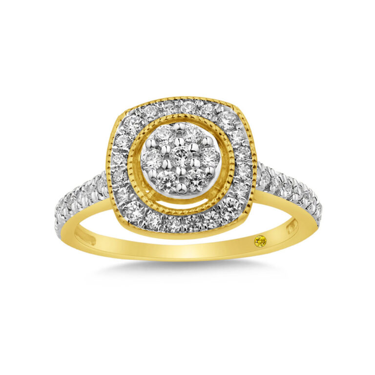 Cushion Shaped Cluster Halo Lab Grown Diamond Engagement Ring