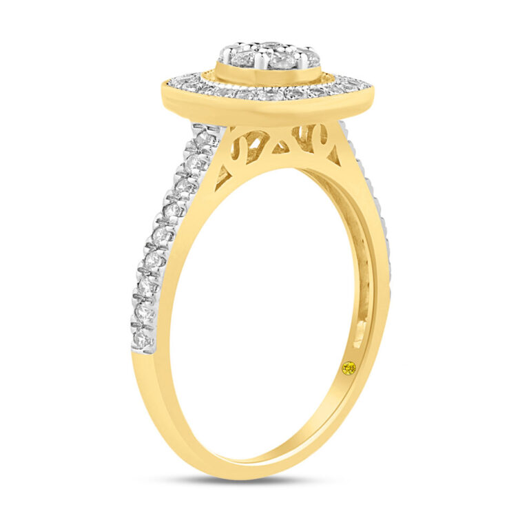 Cushion Shaped Cluster Halo Lab Grown Diamond Engagement Ring