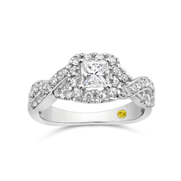Twisted Shank Lab Grown Princess Cut Diamond Engagement Ring