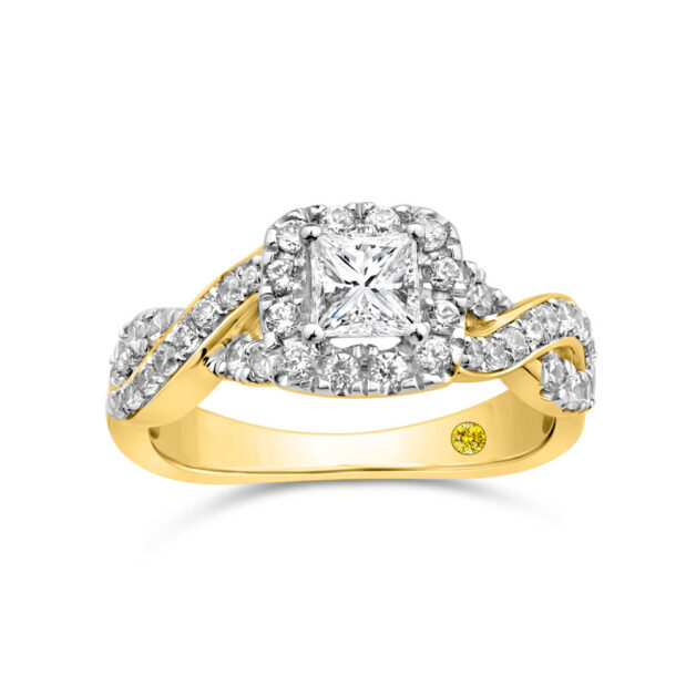 Twisted Shank Lab Grown Princess Cut Diamond Engagement Ring