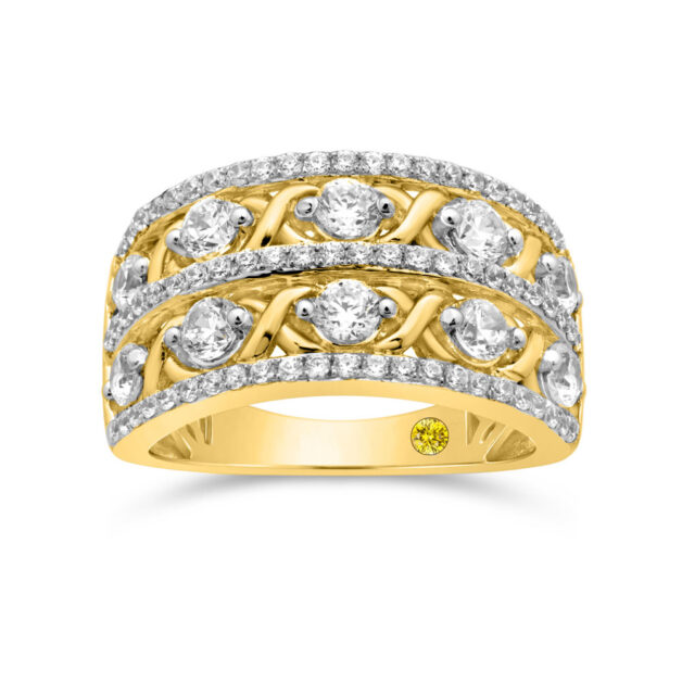 XO" Styled Lab Created Diamond Anniversary Ring-1 1/2 ct. tw.-18K Yellow Gold_1