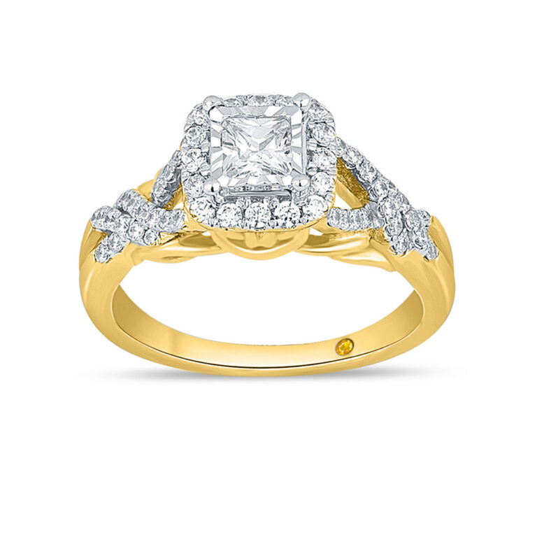 Intertwined Shank Princess Cut Halo Lab Diamond Engagement Ring