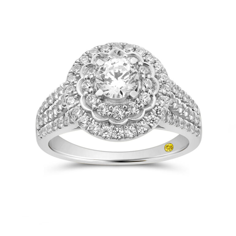 Floral Double Halo Lab Grown Diamond Engagement Ring