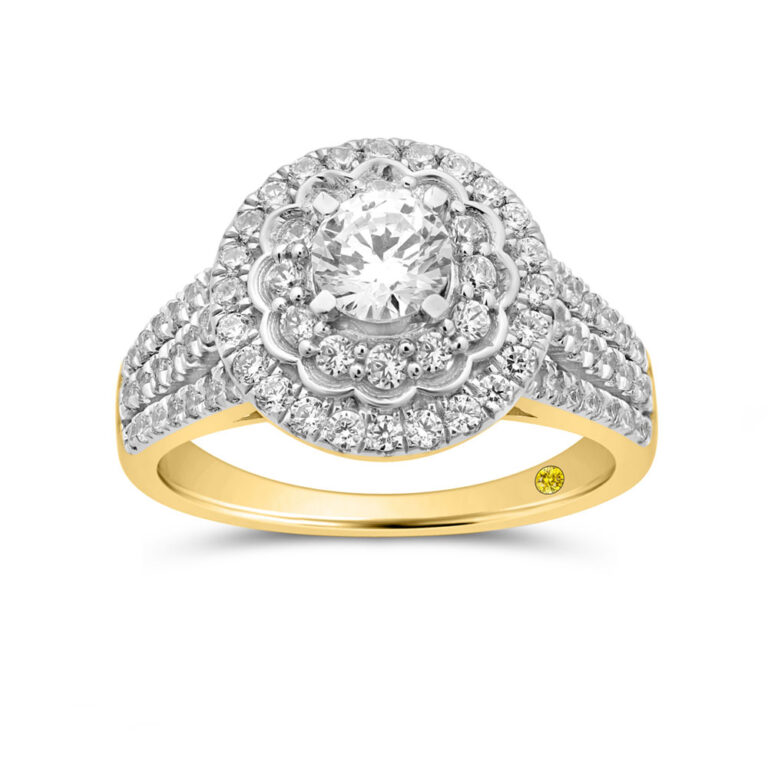 Floral Double Halo Lab Grown Diamond Engagement Ring