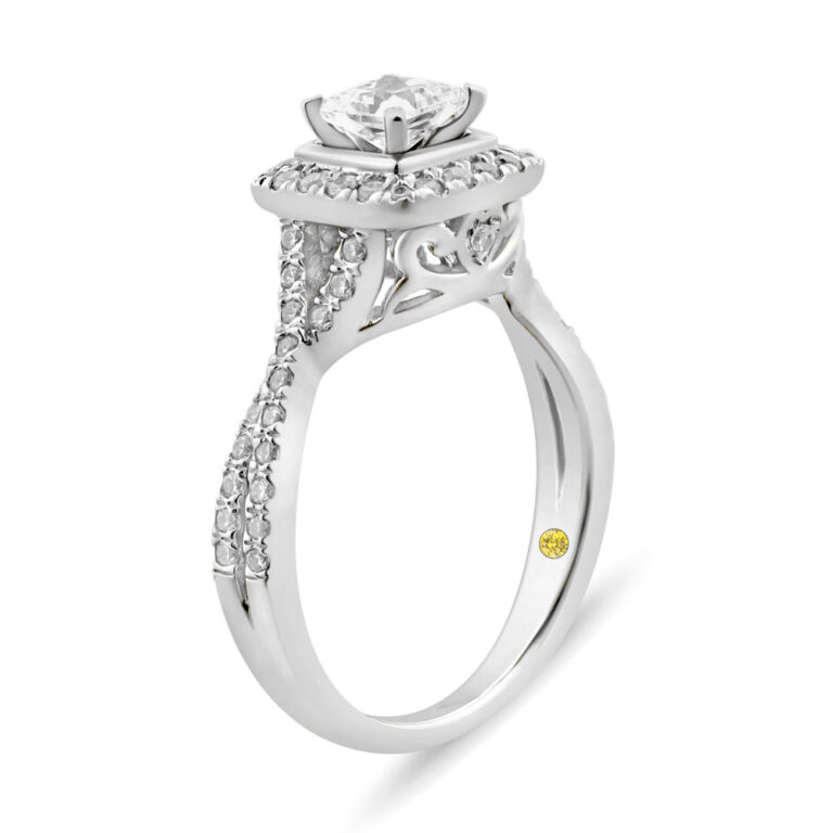 Lab Made Princess Cut Halo Diamond Engagement Ring