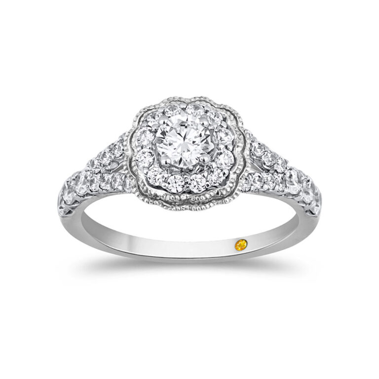 Floral Milgrain Lab Grown Diamond Engagement Ring