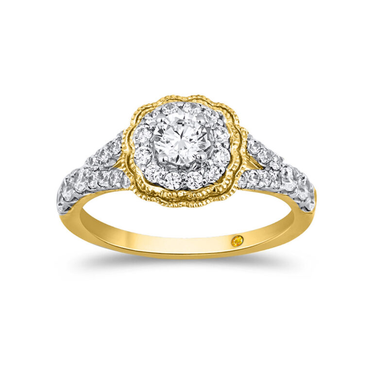 Floral Milgrain Lab Grown Diamond Engagement Ring