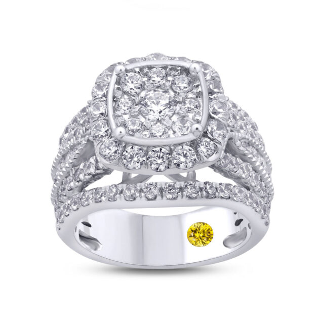 Grand Lab Created Cluster Diamond Cocktail Ring-3 ct. tw.-925 Sterling Silver_1