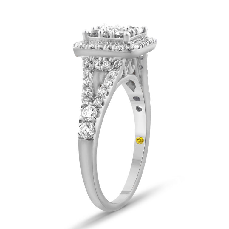 Princess Shaped Cluster Halo Lab Diamond Engagement Ring