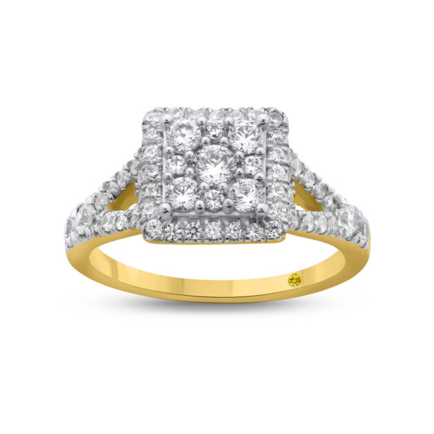 Princess Shaped Cluster Halo Lab Diamond Engagement Ring