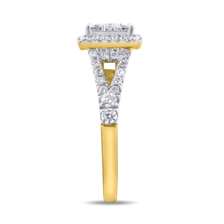 Princess Shaped Cluster Halo Lab Diamond Engagement Ring