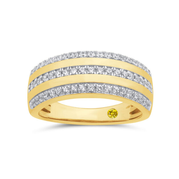 Extravagant Triple Row Lab Grown Diamond Anniversary Ring-1/2 ct. tw.-18K Yellow Gold_1