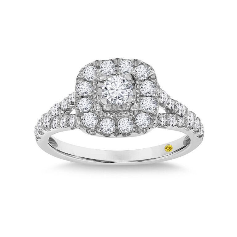 Aura Bloom Lab Created Cushion Shaped Halo Diamond Engagement Ring