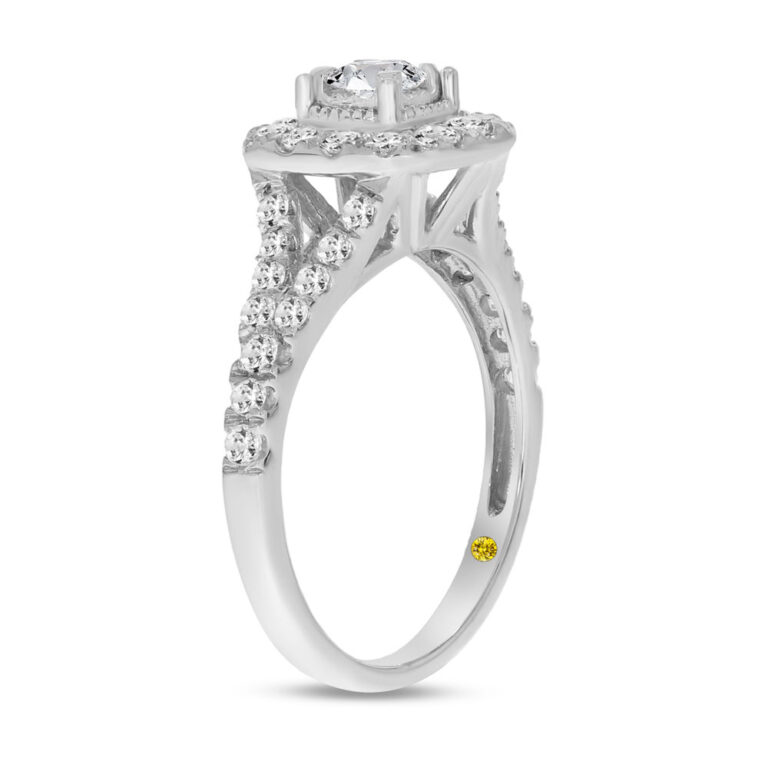 Aura Bloom Lab Created Cushion Shaped Halo Diamond Engagement Ring