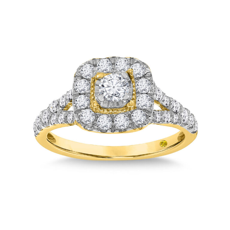Aura Bloom Lab Created Cushion Shaped Halo Diamond Engagement Ring