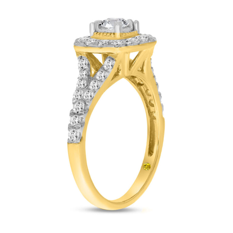 Aura Bloom Lab Created Cushion Shaped Halo Diamond Engagement Ring