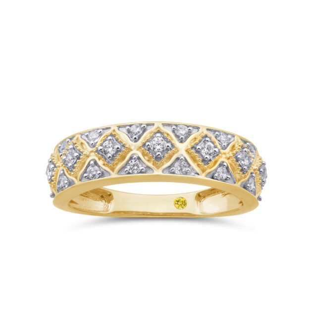 Vintage Inspired Lab Grown Diamond Band Ring-1/4 ct. tw.-18K Yellow Gold_1