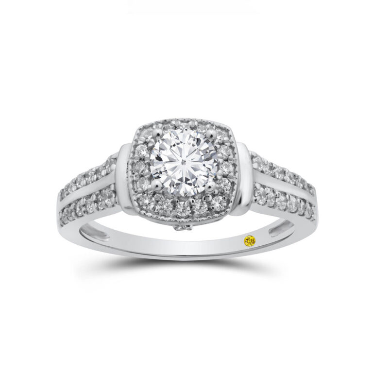 Elsa Lab Grown Pavé Set Halo Diamond Engagement Ring