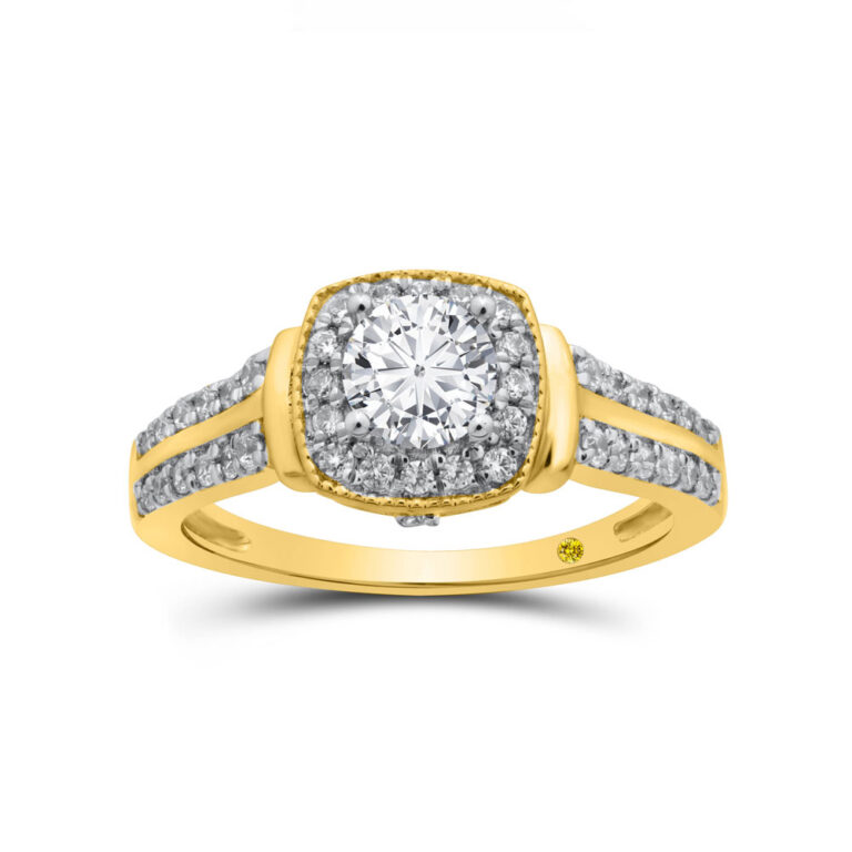Elsa Lab Grown Pavé Set Halo Diamond Engagement Ring